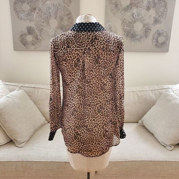 INC Leopard Dot Button-Up Shirt Size XS - Picture 6 of 12